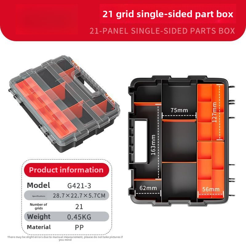 Plastic Tool Box,Double Side Tool Organizer Small Parts Tool Box Hardware Organizer with Removable Plastic Dividers for Bead/Screws/Nuts/Nails/Bolts/Bins/Crafts