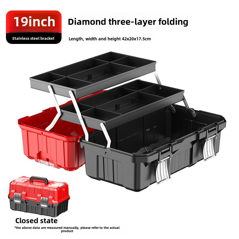 Household multifunctional plastic electrician storage box car tool box large plastic thickened car maintenance portable storage box