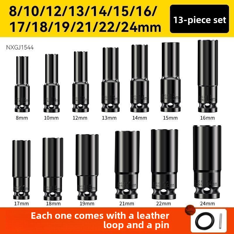 Drive Impact Socket Set - 50-Piece Shallow & Deep Socket Set Metric and Standard Full with Universal Joint, Extension Bar, 1/2 to 3/8 Reducer, Hex Shank Socket Adapter, Ratchet Handle