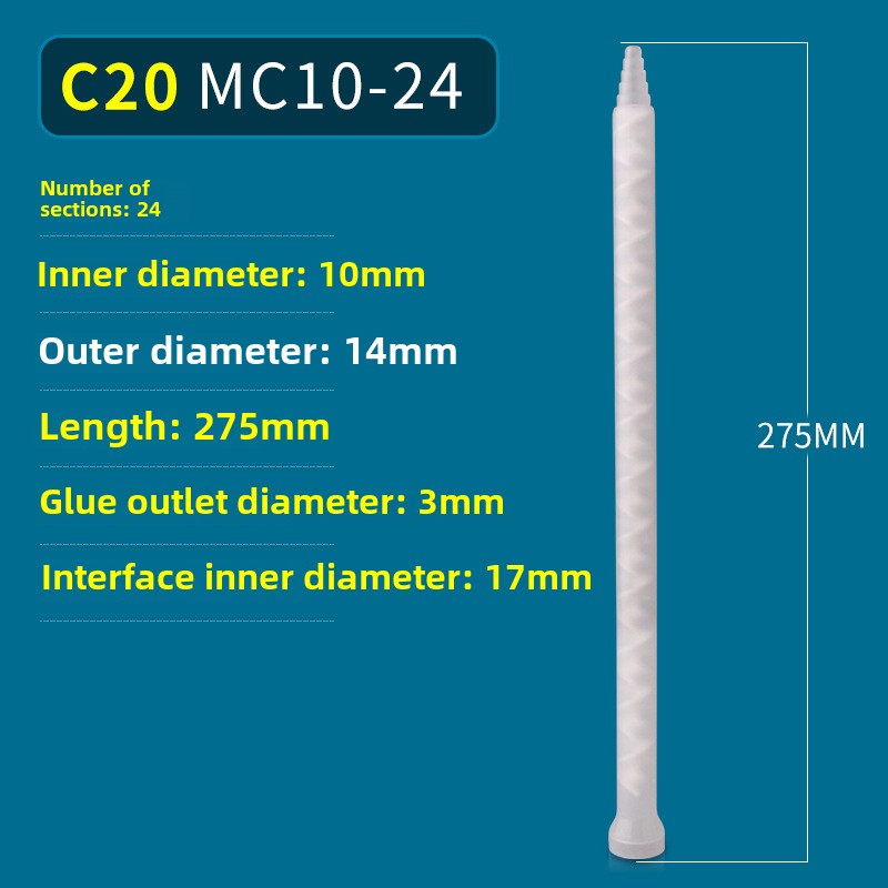 Epoxy Mixing Nozzle Static Mixer Nozzle Tubes 18-Element Adhesive Cartridges Spiral Tip