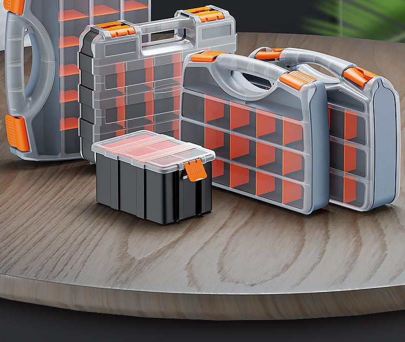 Plastic Tool Box,Double Side Tool Organizer Small Parts Tool Box Hardware Organizer with Removable Plastic Dividers for Bead/Screws/Nuts/Nails/Bolts/Bins/Crafts