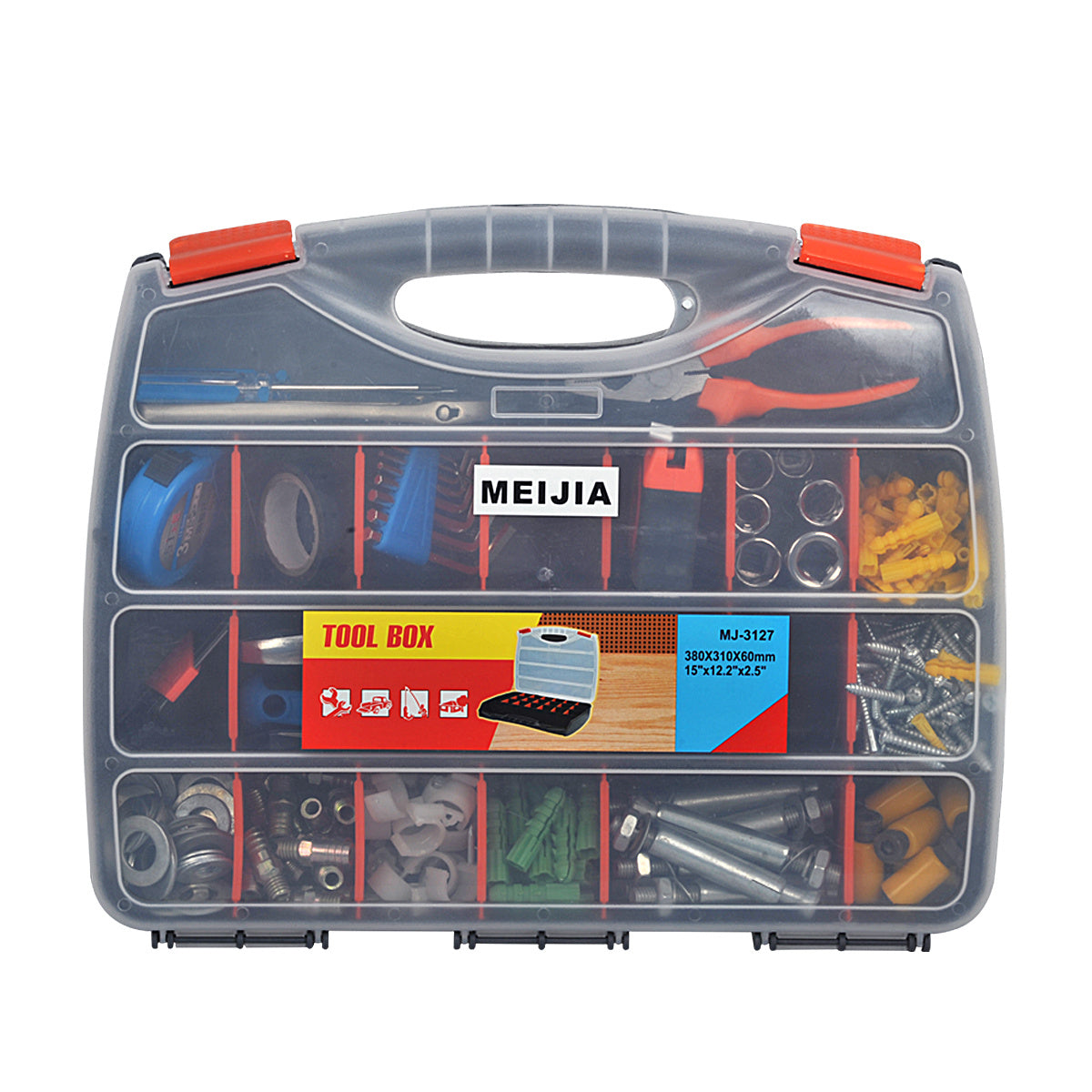 Thick and durable double-sided hand-held parts box, plastic screw accessories, classification toolbox, building blocks, organization and storage