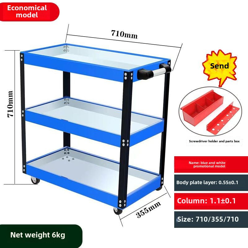 Auto Dynasty 3-Layer Steel Service Cart Max Capacity 220 lbs with Wheels for Warehouse, Garage and Office Supports, Red