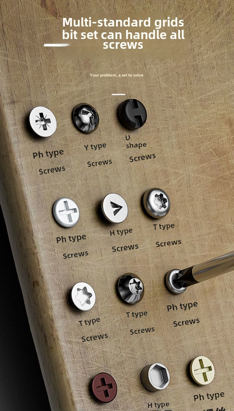 Multi-bit Screwdriver Set Tool All in One, Portable Multi-Purpose Screwdriver, Slotted/Philips/Pozi/Torx/Square,Nut Driver