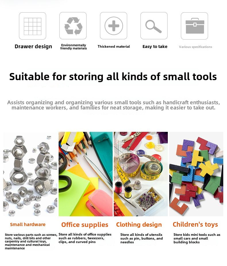 Stackable Multi-Grid Parts Storage Box - Transparent Screw Organizer, Workshop Tool Case