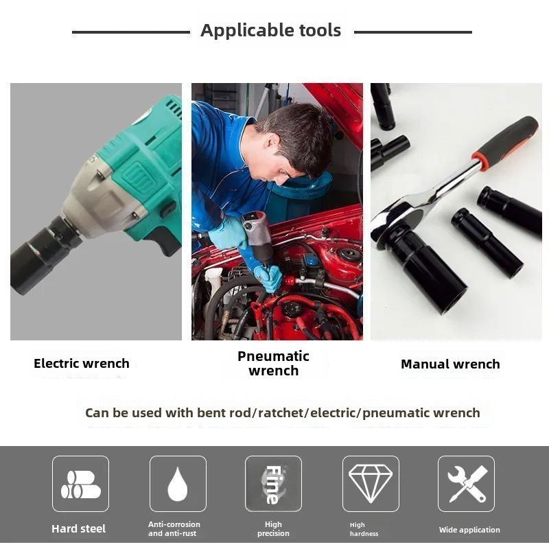 Drive Impact Socket Set - 50-Piece Shallow & Deep Socket Set Metric and Standard Full with Universal Joint, Extension Bar, 1/2 to 3/8 Reducer, Hex Shank Socket Adapter, Ratchet Handle