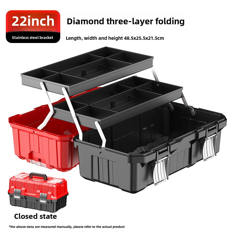 Household multifunctional plastic electrician storage box car tool box large plastic thickened car maintenance portable storage box