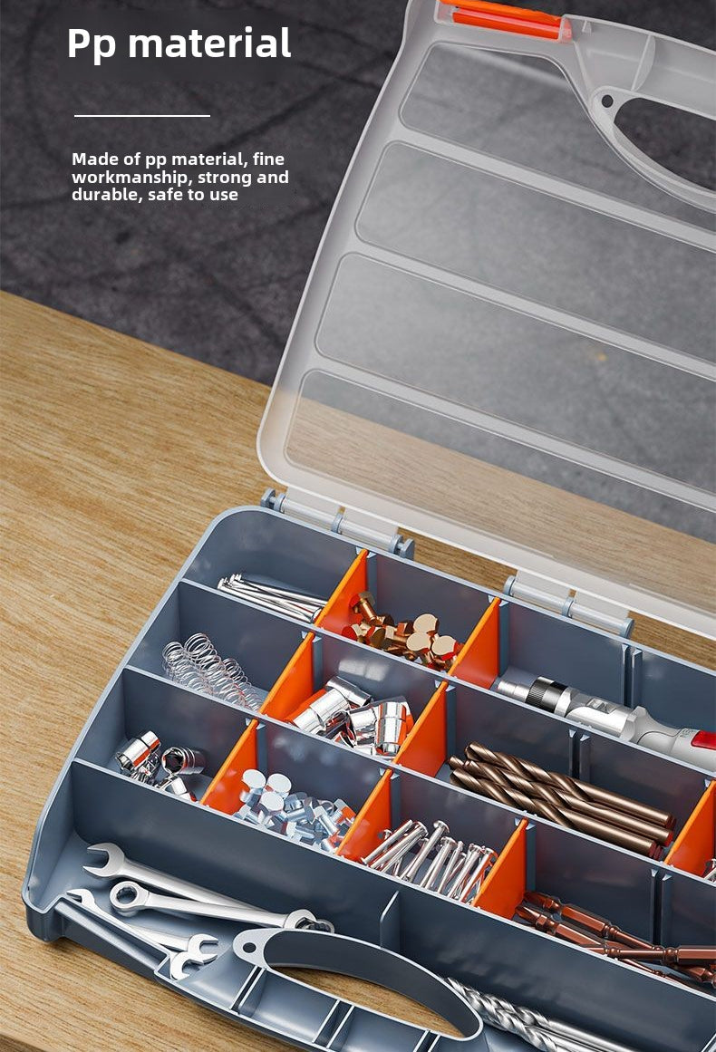 Plastic Tool Box,Double Side Tool Organizer Small Parts Tool Box Hardware Organizer with Removable Plastic Dividers for Bead/Screws/Nuts/Nails/Bolts/Bins/Crafts