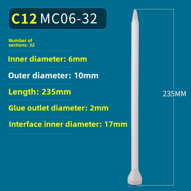 Epoxy Mixing Nozzle Static Mixer Nozzle Tubes 18-Element Adhesive Cartridges Spiral Tip