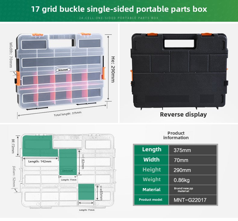 Double Side Tools Organizer, Customizable Removable Plastic Dividers, Hardware Box Storage, Excellent for Screws,Nuts,Small Parts, 34-Compartment