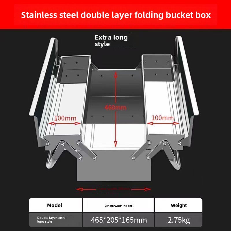 Metal Cantilever Tool Box, 3-Tier 5 Tray Fold Out Stainless Steel Tool Box with Handle, 14" Stack-able Portable Tool Storage Box Organizers Chest for Household Factory Warehouse Repair Shop