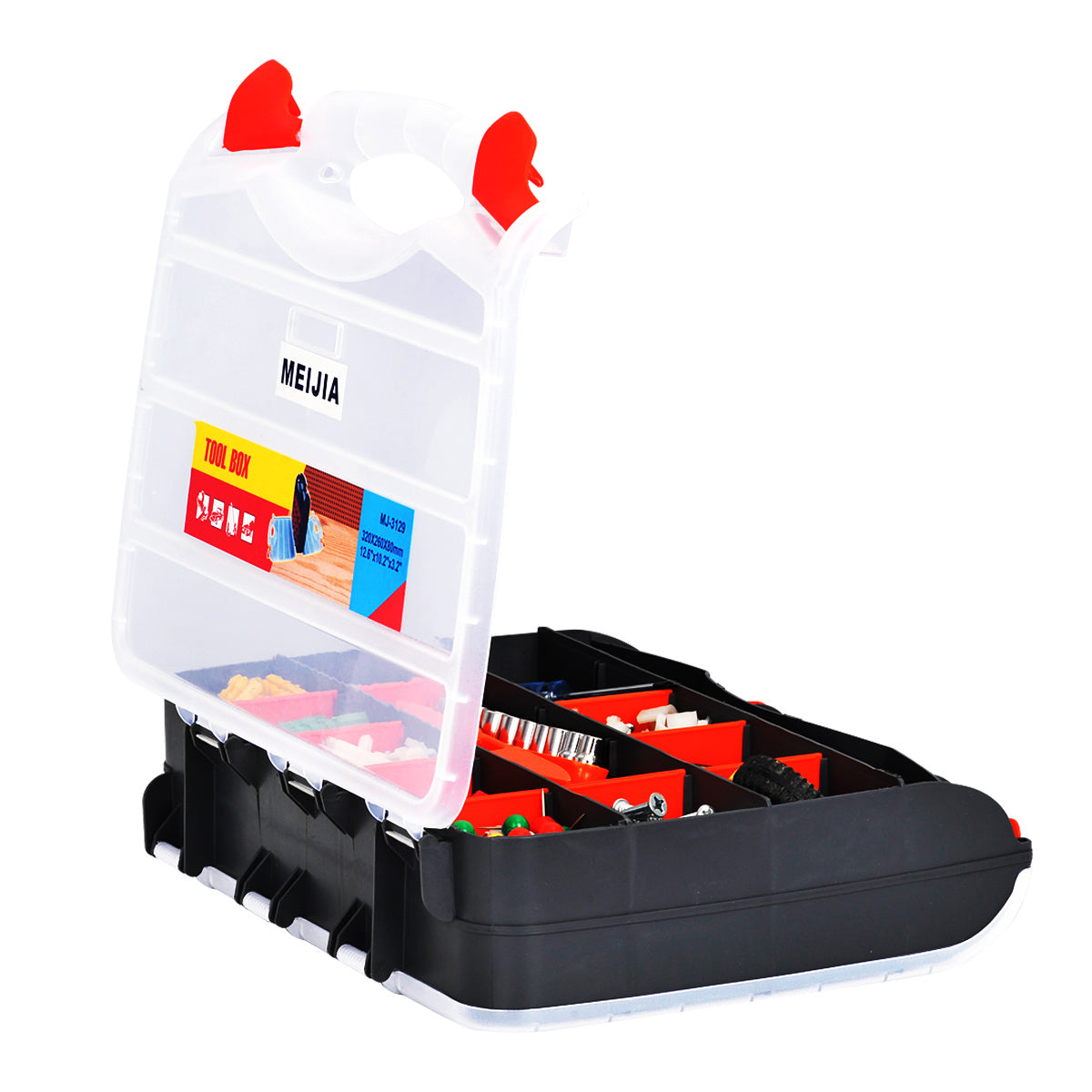 Thick and durable double-sided hand-held parts box, plastic screw accessories, classification toolbox, building blocks, organization and storage
