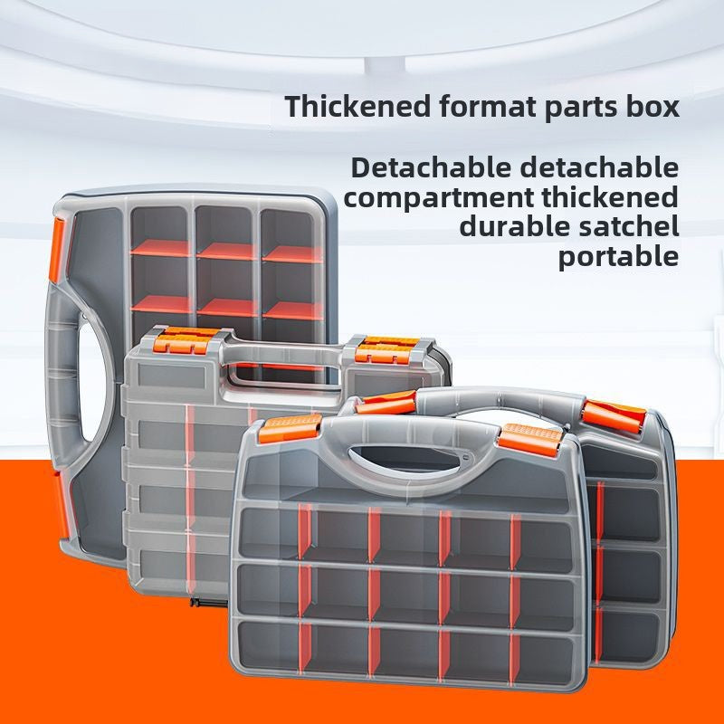 Plastic Tool Box,Double Side Tool Organizer Small Parts Tool Box Hardware Organizer with Removable Plastic Dividers for Bead/Screws/Nuts/Nails/Bolts/Bins/Crafts