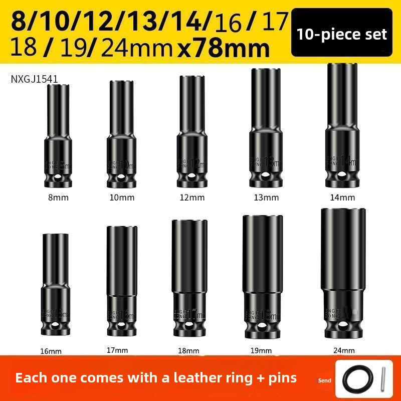 Drive Impact Socket Set - 50-Piece Shallow & Deep Socket Set Metric and Standard Full with Universal Joint, Extension Bar, 1/2 to 3/8 Reducer, Hex Shank Socket Adapter, Ratchet Handle