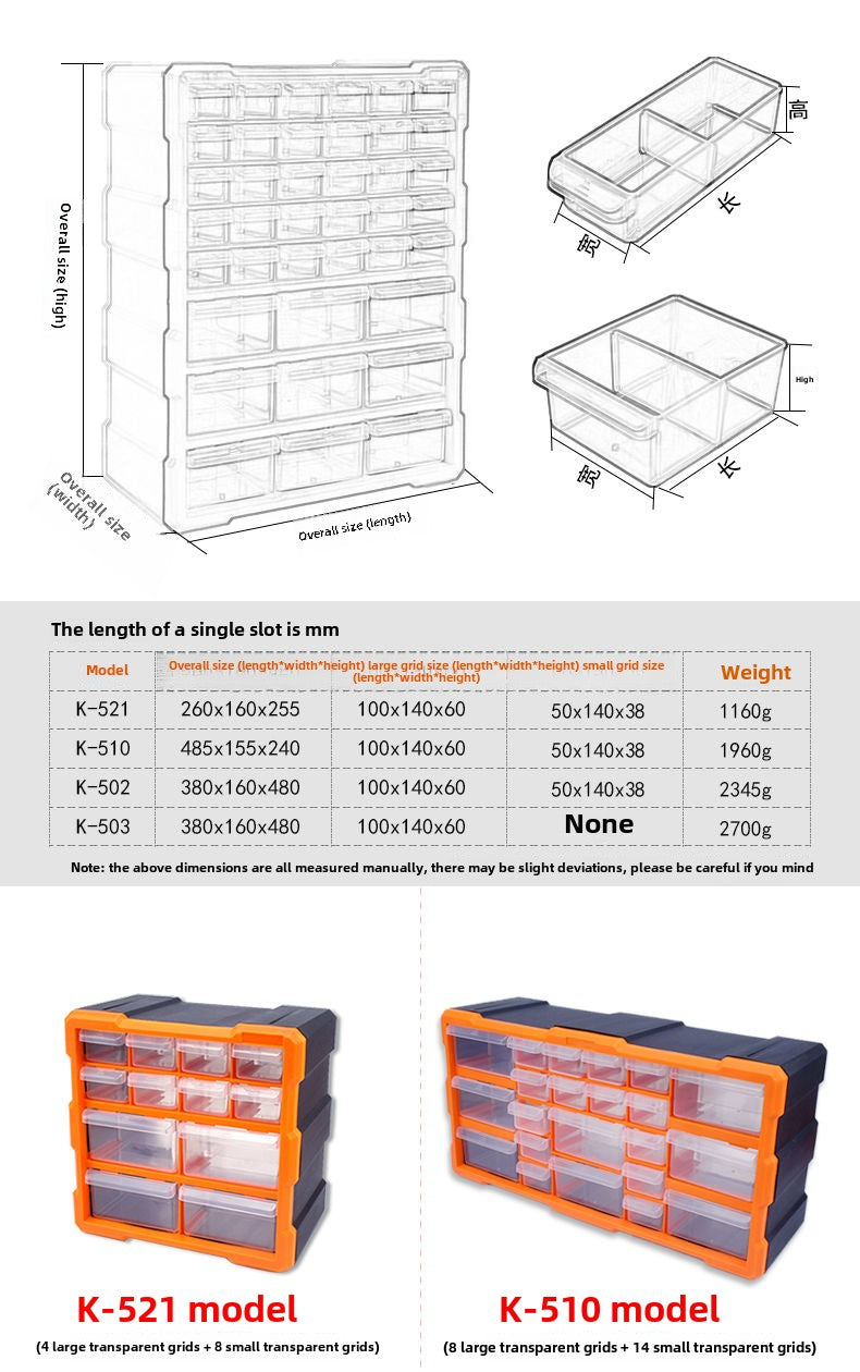 Stackable Multi-Grid Parts Storage Box - Transparent Screw Organizer, Workshop Tool Case