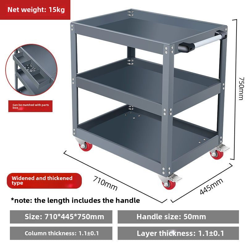 Auto Dynasty 3-Layer Steel Service Cart Max Capacity 220 lbs with Wheels for Warehouse, Garage and Office Supports, Red