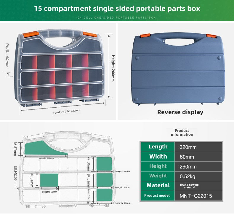 Double Side Tools Organizer, Customizable Removable Plastic Dividers, Hardware Box Storage, Excellent for Screws,Nuts,Small Parts, 34-Compartment