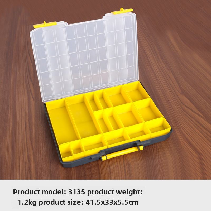 Transparent portable multi compartment spare parts box combination multi-layer toolbox Portable Storage Organizer Box (Set of 4) Yellow/Black