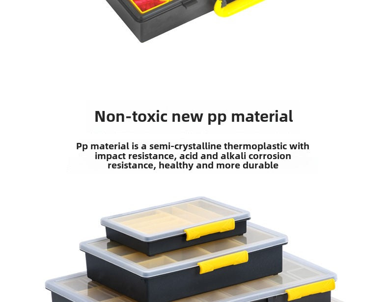 Transparent portable multi compartment spare parts box combination multi-layer toolbox Portable Storage Organizer Box (Set of 4) Yellow/Black