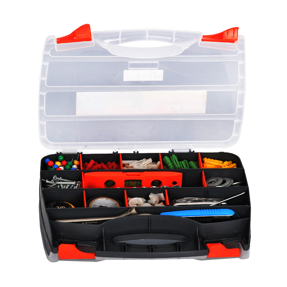 Thick and durable double-sided hand-held parts box, plastic screw accessories, classification toolbox, building blocks, organization and storage