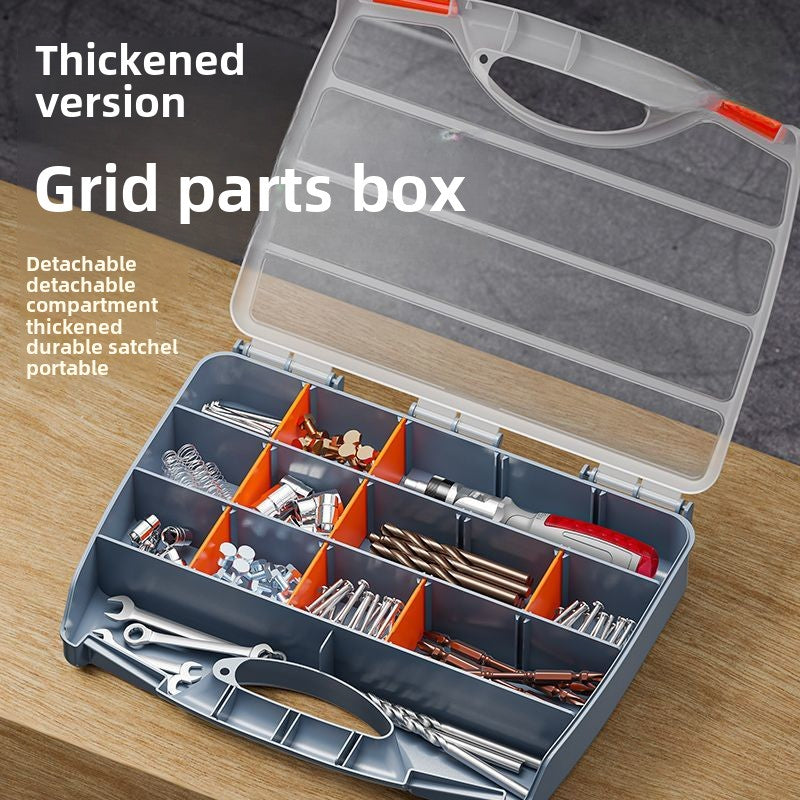 Plastic Tool Box,Double Side Tool Organizer Small Parts Tool Box Hardware Organizer with Removable Plastic Dividers for Bead/Screws/Nuts/Nails/Bolts/Bins/Crafts