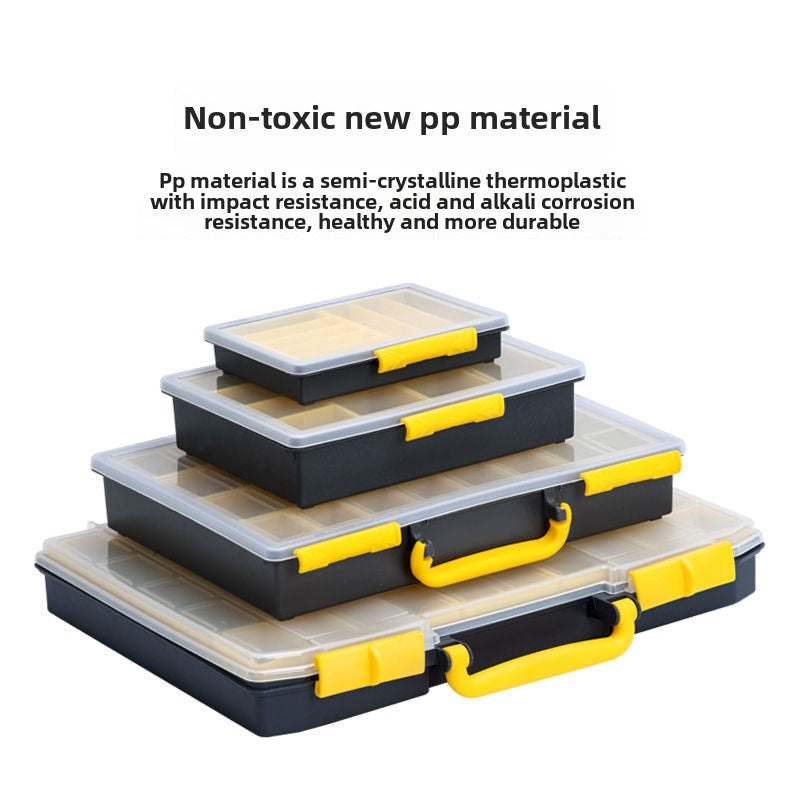 Transparent portable multi compartment spare parts box combination multi-layer toolbox Portable Storage Organizer Box (Set of 4) Yellow/Black