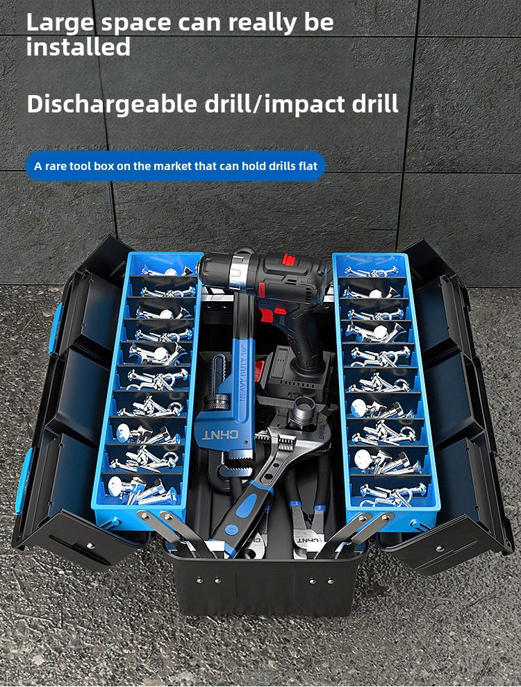 Household multifunctional plastic electrician storage box car tool box large plastic thickened car maintenance portable storage box