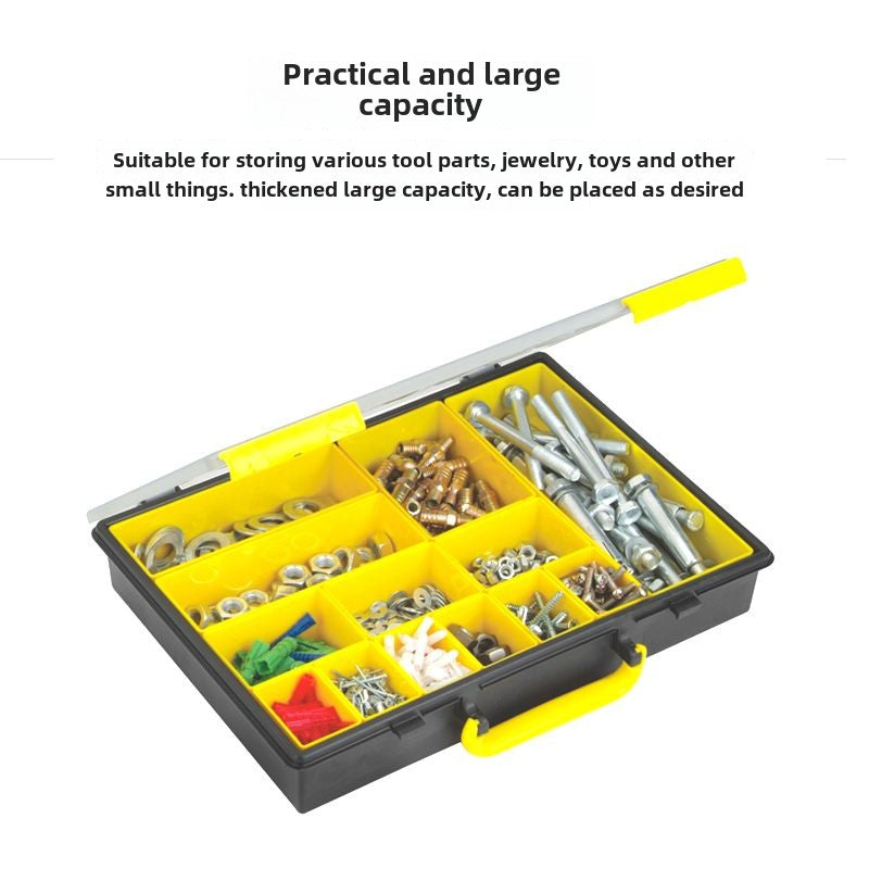 Transparent portable multi compartment spare parts box combination multi-layer toolbox Portable Storage Organizer Box (Set of 4) Yellow/Black