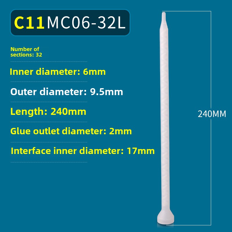 Epoxy Mixing Nozzle Static Mixer Nozzle Tubes 18-Element Adhesive Cartridges Spiral Tip