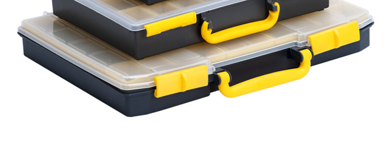 Transparent portable multi compartment spare parts box combination multi-layer toolbox Portable Storage Organizer Box (Set of 4) Yellow/Black