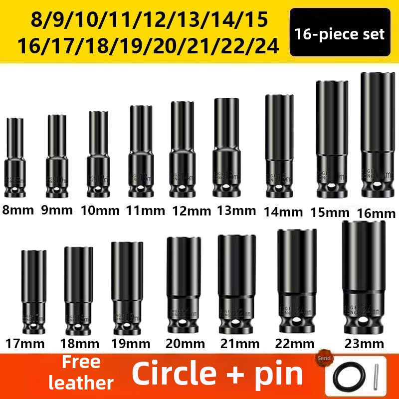 Drive Impact Socket Set - 50-Piece Shallow & Deep Socket Set Metric and Standard Full with Universal Joint, Extension Bar, 1/2 to 3/8 Reducer, Hex Shank Socket Adapter, Ratchet Handle