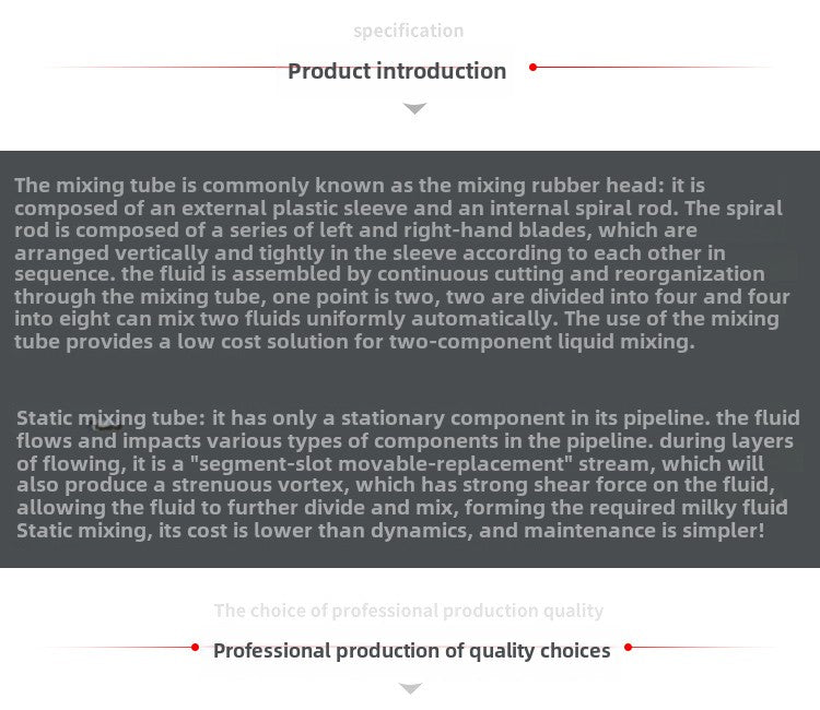 Epoxy Mixing Nozzle Static Mixer Nozzle Tubes 18-Element Adhesive Cartridges Spiral Tip