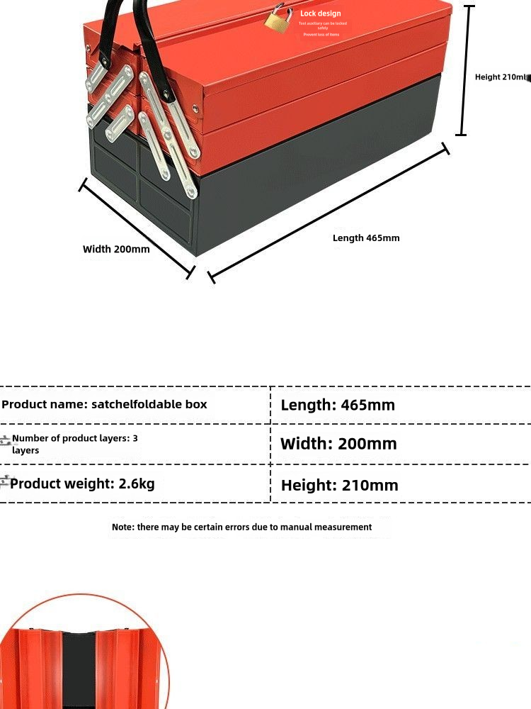 Metal Cantilever Tool Box, 18 Inch Tool Box, 3 Layers 5 Tray Portable Tool Box, Fold Out Tool Box Organizer Storage for Home Studio Auto Repair Factory