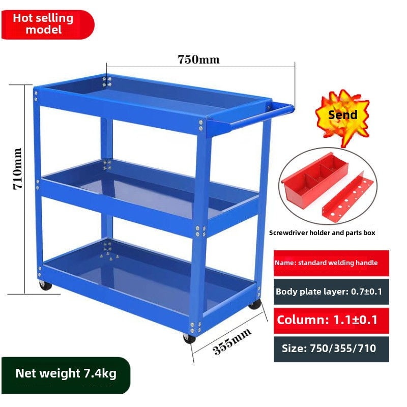 Auto Dynasty 3-Layer Steel Service Cart Max Capacity 220 lbs with Wheels for Warehouse, Garage and Office Supports, Red