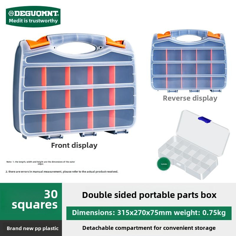 Double Side Tools Organizer, Customizable Removable Plastic Dividers, Hardware Box Storage, Excellent for Screws,Nuts,Small Parts, 34-Compartment