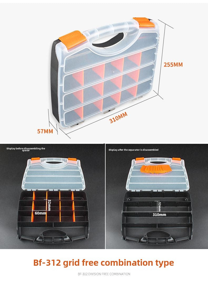 Stackable Multi-Grid Parts Storage Box - Transparent Screw Organizer, Workshop Tool Case