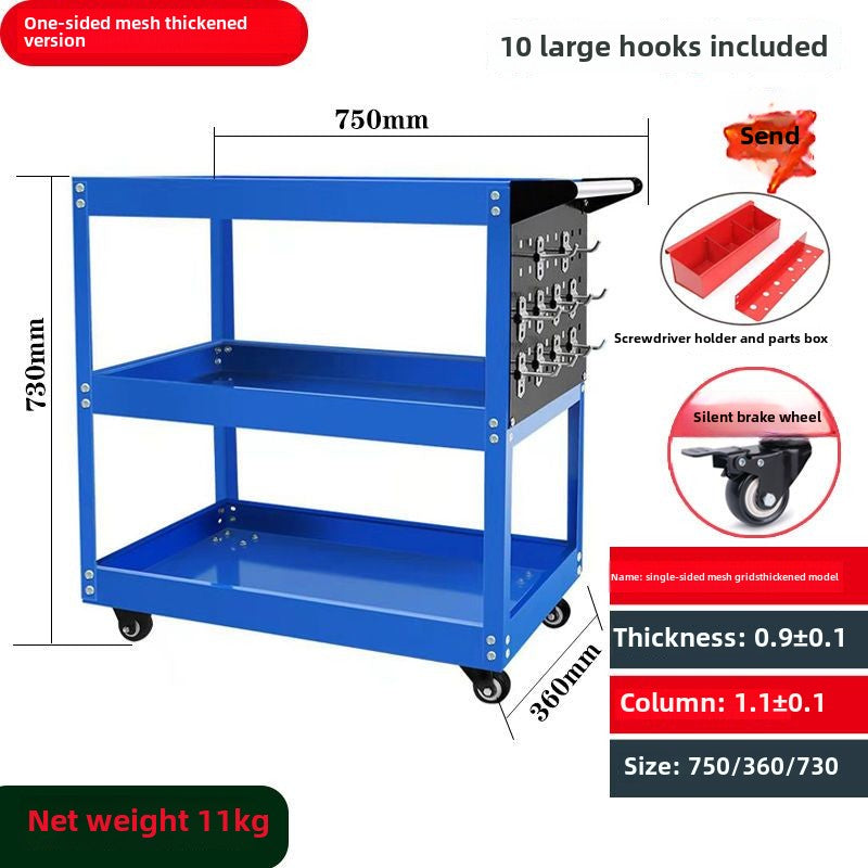 Auto Dynasty 3-Layer Steel Service Cart Max Capacity 220 lbs with Wheels for Warehouse, Garage and Office Supports, Red