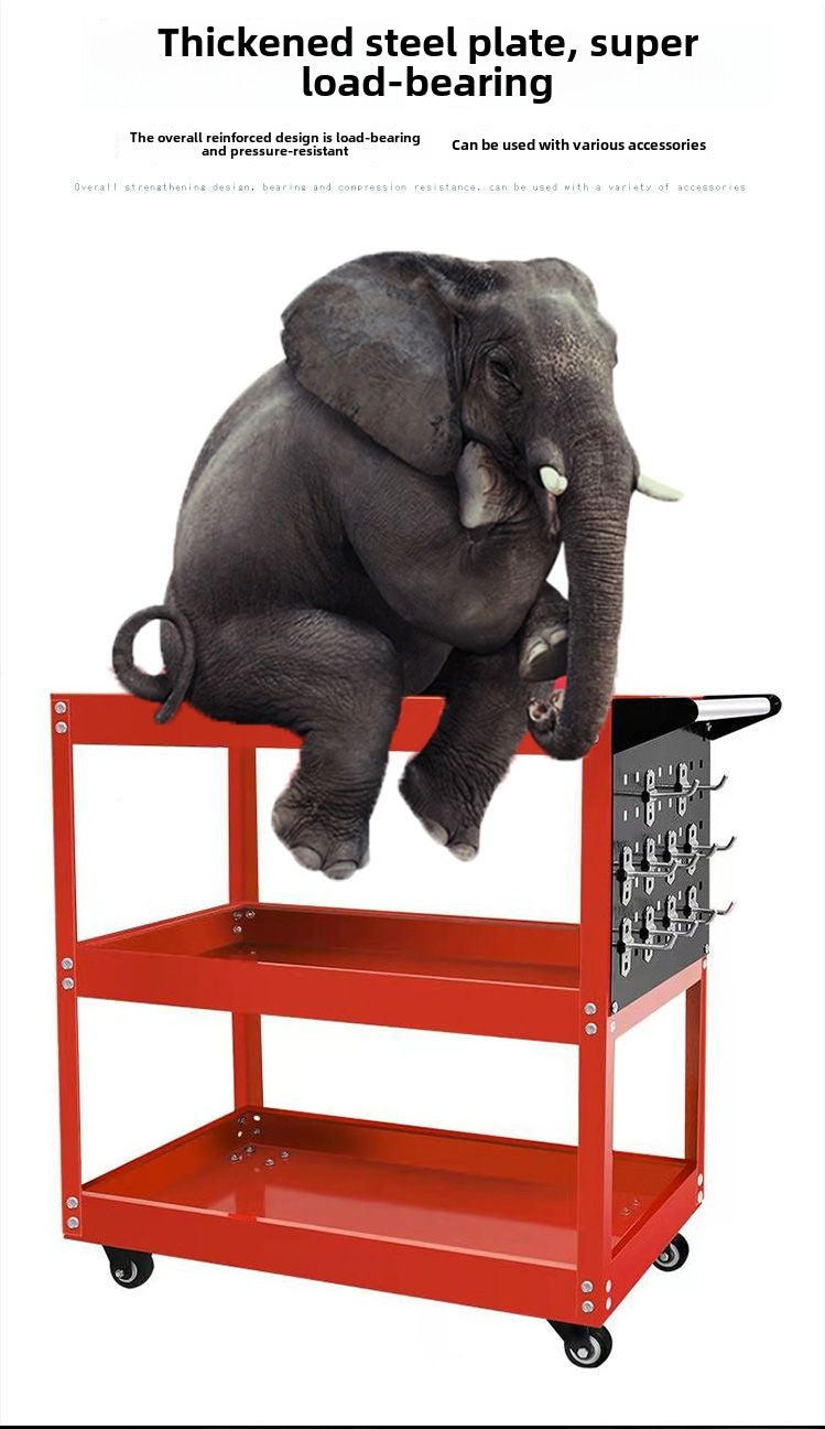 Auto Dynasty 3-Layer Steel Service Cart Max Capacity 220 lbs with Wheels for Warehouse, Garage and Office Supports, Red