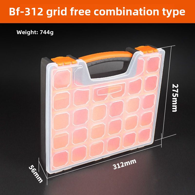 Stackable Multi-Grid Parts Storage Box - Transparent Screw Organizer, Workshop Tool Case