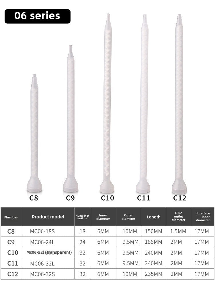 Epoxy Mixing Nozzle Static Mixer Nozzle Tubes 18-Element Adhesive Cartridges Spiral Tip