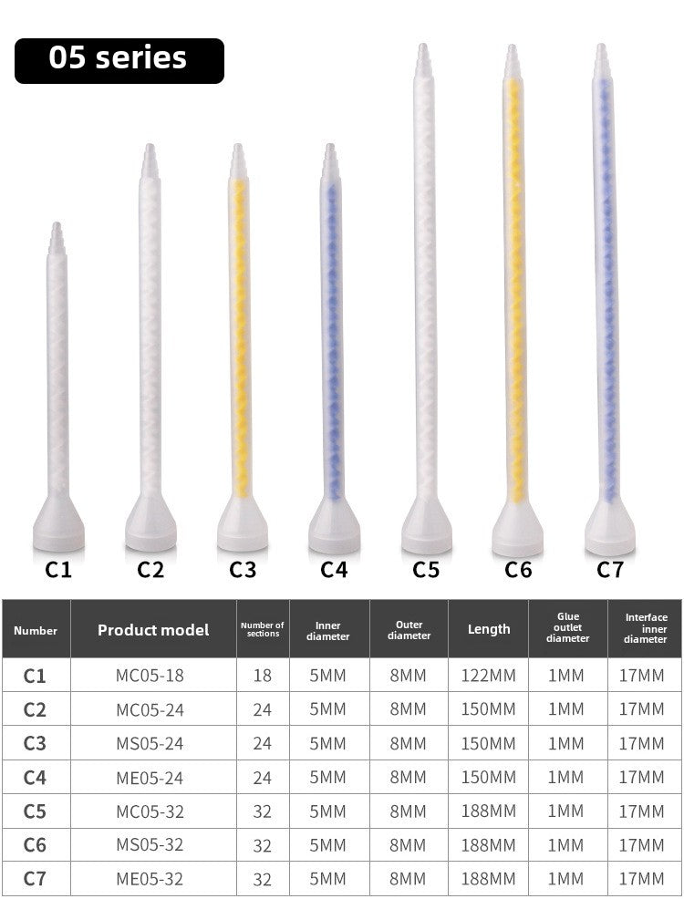 Epoxy Mixing Nozzle Static Mixer Nozzle Tubes 18-Element Adhesive Cartridges Spiral Tip