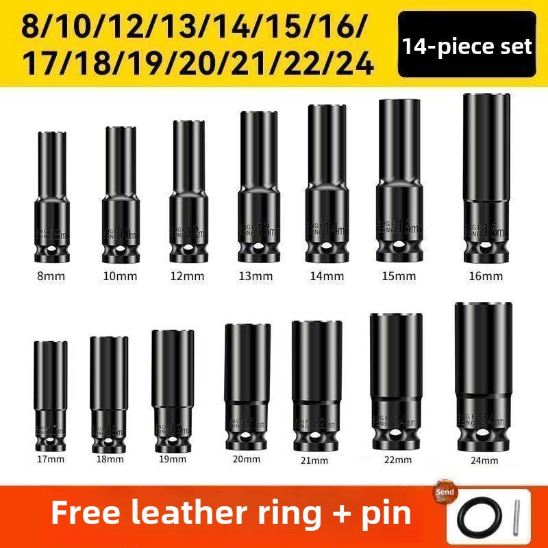 Drive Impact Socket Set - 50-Piece Shallow & Deep Socket Set Metric and Standard Full with Universal Joint, Extension Bar, 1/2 to 3/8 Reducer, Hex Shank Socket Adapter, Ratchet Handle