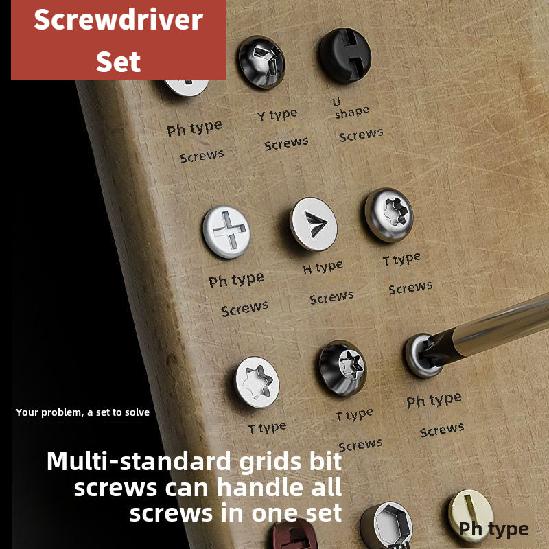 Multi-bit Screwdriver Set Tool All in One, Portable Multi-Purpose Screwdriver, Slotted/Philips/Pozi/Torx/Square,Nut Driver