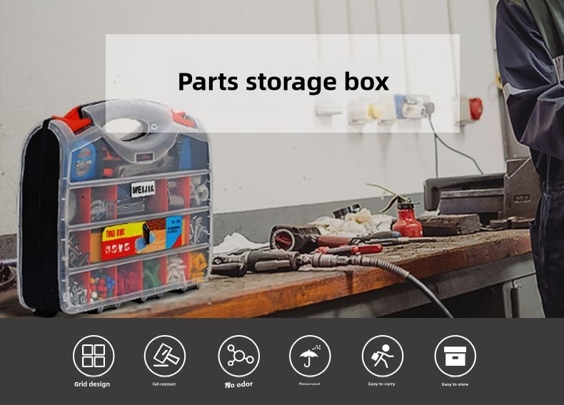 Thick and durable double-sided hand-held parts box, plastic screw accessories, classification toolbox, building blocks, organization and storage
