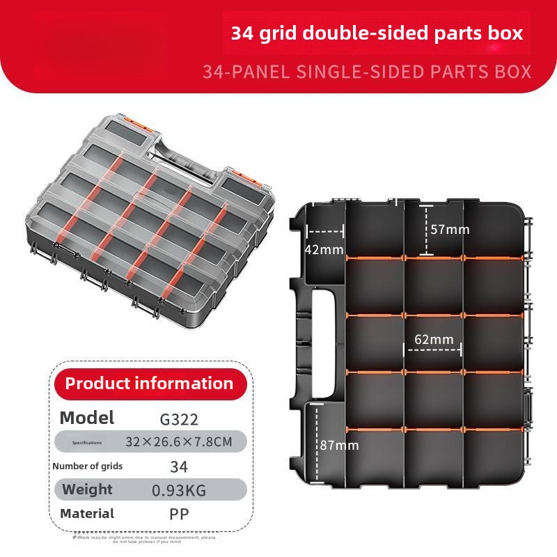 Plastic Tool Box,Double Side Tool Organizer Small Parts Tool Box Hardware Organizer with Removable Plastic Dividers for Bead/Screws/Nuts/Nails/Bolts/Bins/Crafts