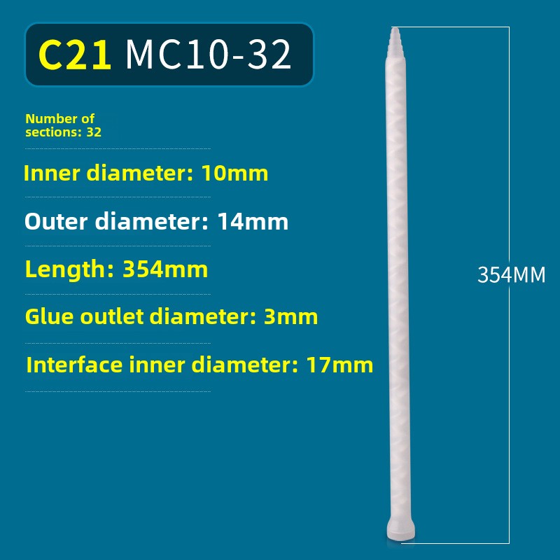 Epoxy Mixing Nozzle Static Mixer Nozzle Tubes 18-Element Adhesive Cartridges Spiral Tip