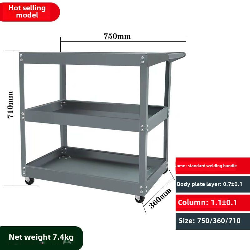 Auto Dynasty 3-Layer Steel Service Cart Max Capacity 220 lbs with Wheels for Warehouse, Garage and Office Supports, Red