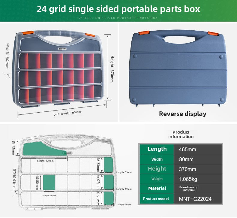 Double Side Tools Organizer, Customizable Removable Plastic Dividers, Hardware Box Storage, Excellent for Screws,Nuts,Small Parts, 34-Compartment