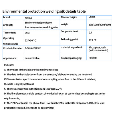 800g/roll environmentally friendly tin line free cleaning pine core SN99.3CU0.7