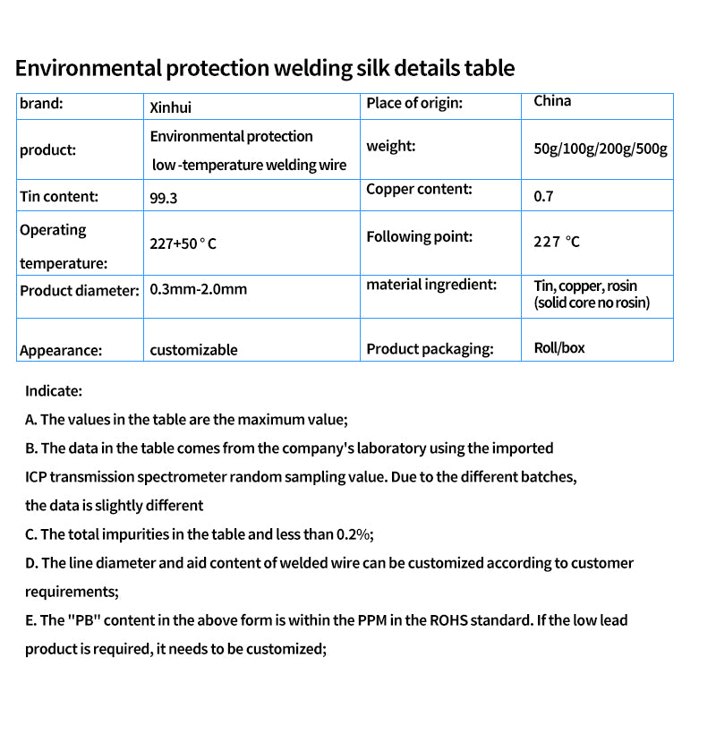 SN99.3CU0.7 Environmental Protection Leadless Weld 500g/Volume